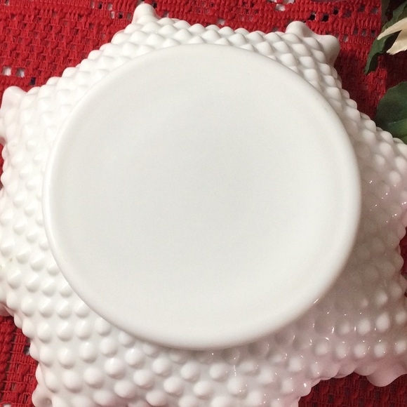 Fenton milk glass hobnail candy bowl with ruffled edge. 7” diameter. - Picture 3 of 4